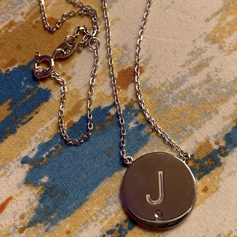silver plated "J" necklace